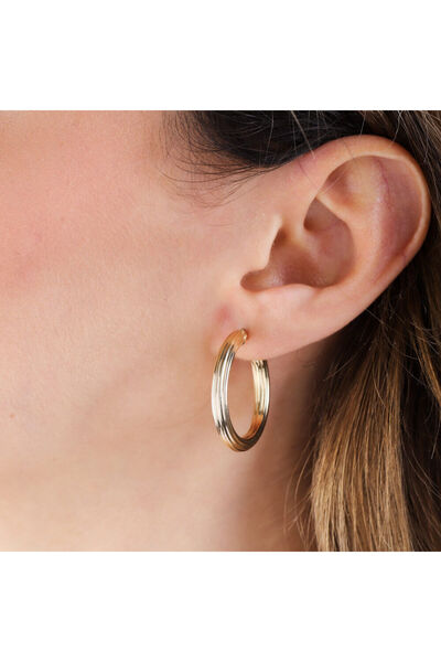 Sembol Gold 14 Ayar Altın Halka Küpe Siens Tasarım 2.5 Cm