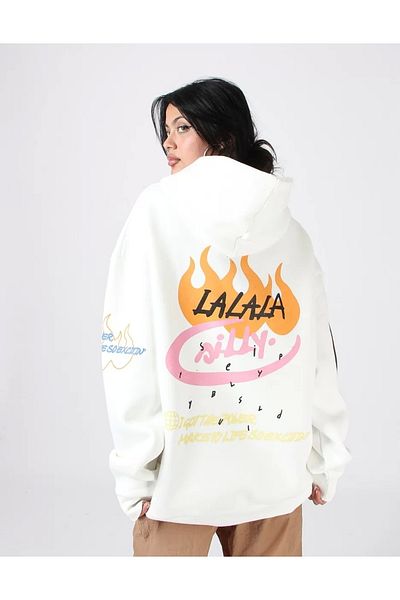 Sekizbiraltı Φούτερ Holy Powers White Oversize Unisex με κουκούλα
