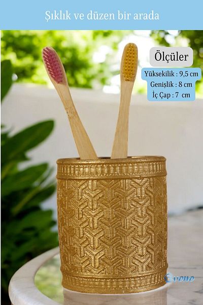 Evene Gold Colored Toothbrush Holder - Countertop Model 4