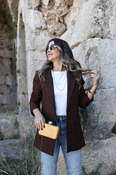 bytugcekaya Acı Kahve Yün Efekt Blazer