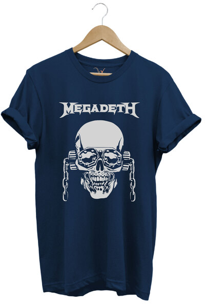WİDİ Tricou Heavy Metal unisex Megadeth cu imprimeu cu craniu, 100% bumbac, c...