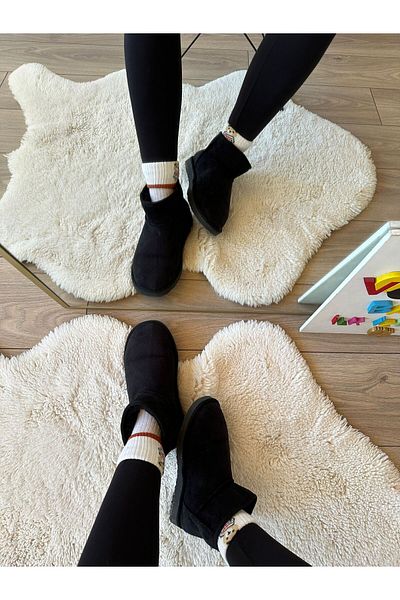 VOSVOSBABYSTORE Μαύρες μίνι σουέντ μπότες για ενήλικες