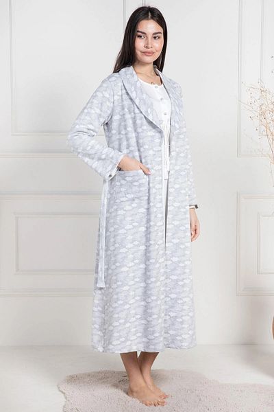 Mecit Pijama طقم ثوب نوم للأمومة بأكمام طويلة مكون من قطعتين