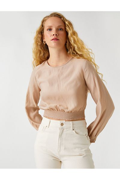 Koton Crop-Bluse mit elastischem Detail