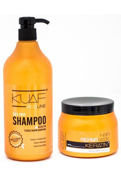 Kuaf 1lt Keratin Hair Mask - Salt-Free Shampoo 500 ml