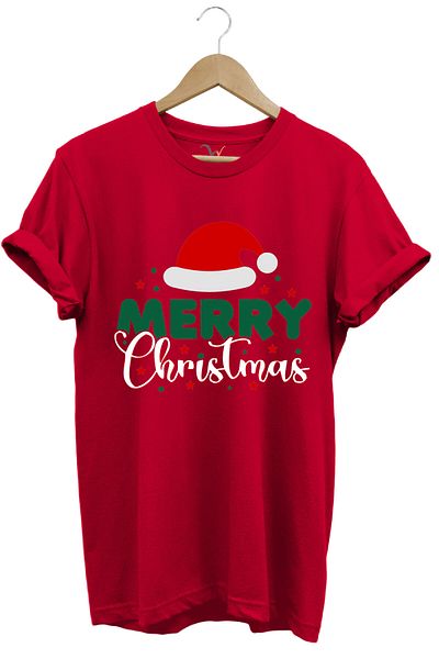 WİDİ Unisex New Year Merry Christmas Santa Claus Printed 100% Cotton Regular Fit Red T-Shirt