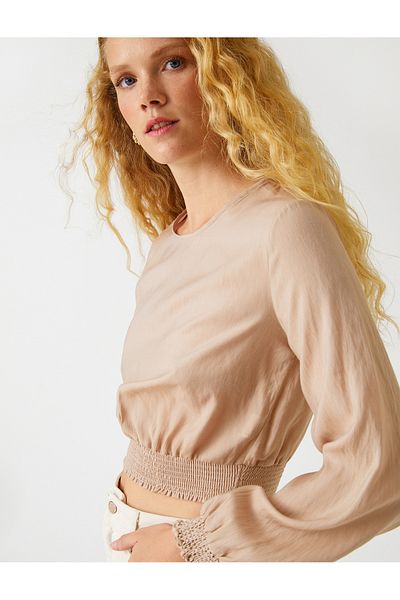 Koton Crop-Bluse mit elastischem Detail