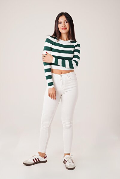 Hipo Trend Велосипедна комір Z. Зелений товстий смугастий кроп