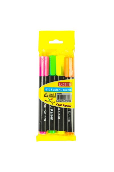 Lotte |   Highlighter Set, Water-Based Dry-Proof Highlight Pen, Set of 4