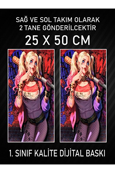 3M Harley Quinn Araç Araba Kapı Direği Kaplama Folyosu Dijital Baskı 50x25 Cm Araç Kapı Direk Kaplama