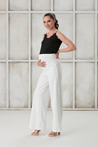 LİYACA Combed Cotton Wide Leg Maternity Pants