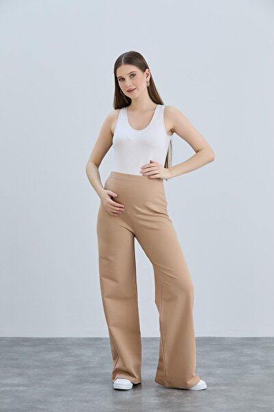 LİYACA Combed Cotton Wide Leg Maternity Pants