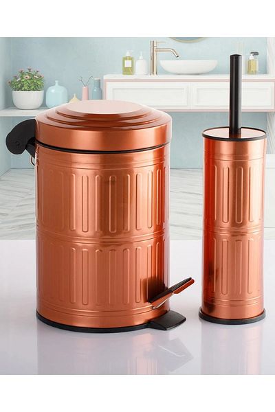 Sas Haus Vintage Χάλκινος Κάδος Απορριμμάτων 5 Lt, Σετ βούρτσας και πεντάλ WC