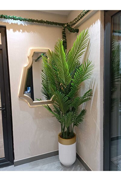 İremÇiçekçilik Yapay Çiçek Uygula 210 Cm 18 Yaprak Yapay Ağaç Metal Saksıda Y...