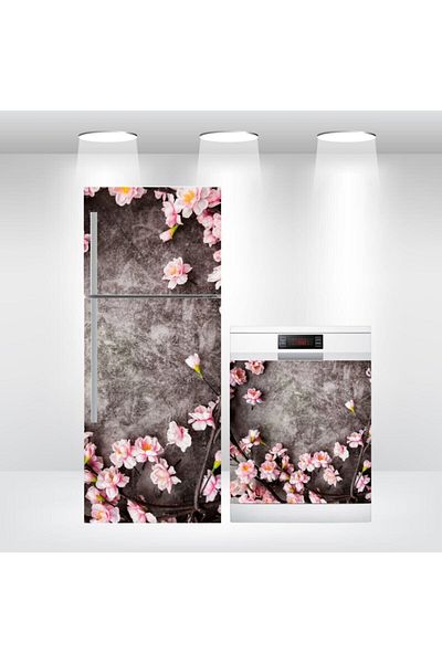 Bigaimaj Capac pentru frigider și mașină de spălat vase cu model floral - folie autocolantă