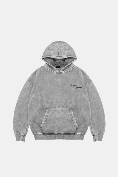 Sekizbiraltı Rise Again Printed Oversize Unisex Premium Washable White Hoodie