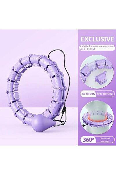 Leyaton Akıllı Hula Hoop Çemberi 24 Bölüm Parça Mor Renk Fitness Spor Zayıflama Egzersiz Halkası