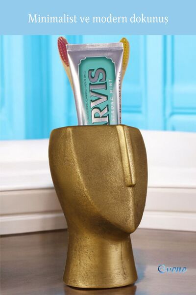 Evene Diş Fırçalığı Diş Fırçalık Diş Fırçası Standı Diş Fırçası Tutucu Altın Eskitme Model 23