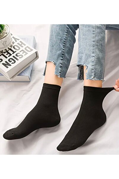 HANKARAYEL Černé bavlněné dámské ponožky - balení 5 ks