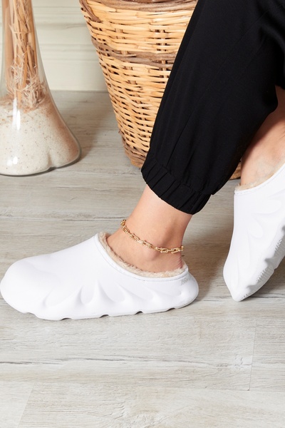 palermo home Papuci casual unisex pentru bărbați/femei de sezon nou - Pas confortabil, tăietură Alarga, talpă Eva căptușită cu blană, culoare albă