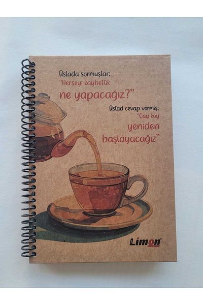 LİMON DEFTER 80 Sheets Spiral Lemon Book - Hard Kraft Cover, 14X20 Check