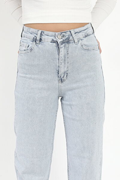 GİYSA Blugi de damă din lycra cu talie înaltă, cu croiala dreaptă - albastru ...