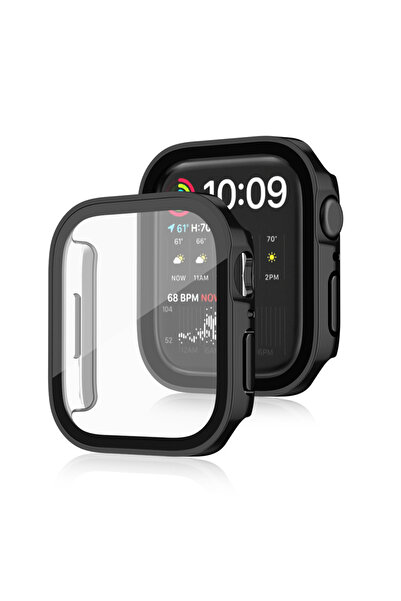 Techmaster Apple Watch 6 7 8 9 44mm 45mm Uyumlu Rubber Kasa Ekran Koruyucu 360 Kılıf Kapak