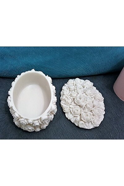 morlalem m Gül Çiçek Kabartmalı 10cm Oval Kutu Silikon Kalıp K-243