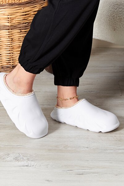 palermo home New Season Unisex Men'S/Women's Casual Slippers - Comfortable Step, Extended Cut, Fur Lined Eva Sole, White Color