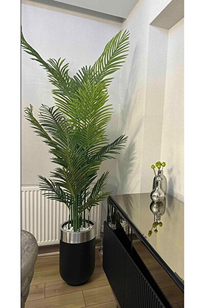 İremÇiçekçilik Yapay Çiçek Uygula 210 Cm 18 Yaprak Yapay Ağaç Metal Saksıda Y...