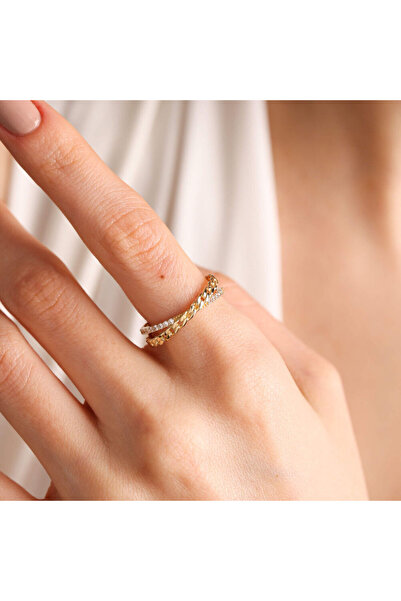 Sembol Gold Altın Gurmet Yüzük 14k Çift Sıra