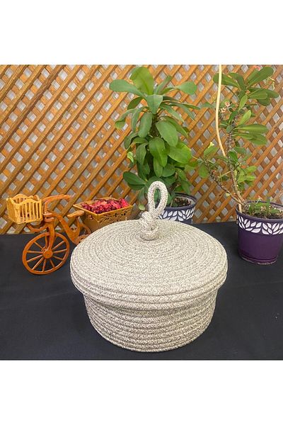 ModaCardin Jute Wicker Hand Woven Multi-Purpose Basket Makeup Bathroom and Kitchen Organizer