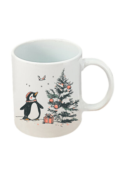 lili hediyelik White Mug Cup with Penguin New Year's Gift