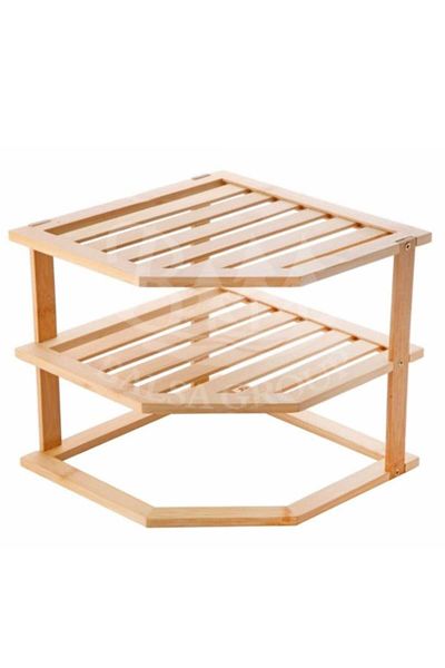 BALSA Bmb57 Model 3 Tier Bamboo Bathroom Corner Shelf Organizer
