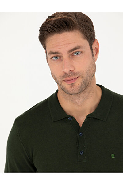 Pierre Cardin Dark Green Slim Fit Polo Neck Basic Knitwear Sweater 50276350-Vr079