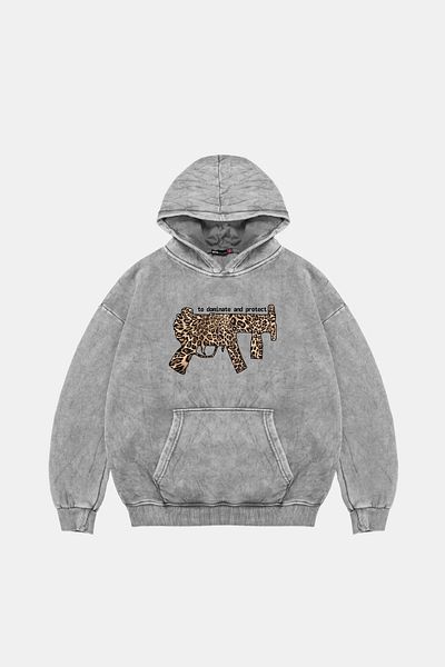 Sekizbiraltı Dominate And Project Printed Oversize Unisex Premium Washed White Hoodie