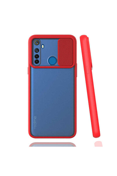 kilifone Realme 6İ - Kılıf Slayt Sürgülü Arkası Buzlu Lensi Kapak - Kırmızı