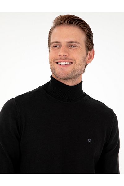 Pierre Cardin Black Slim Fit Turtleneck Basic Knitwear Sweater 50276531 -Vr046
