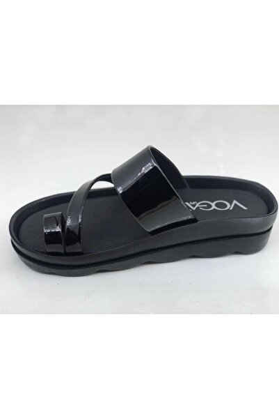 Voga 1740 Μαύρες λουστρίνι Comfort Casual Παντόφλες