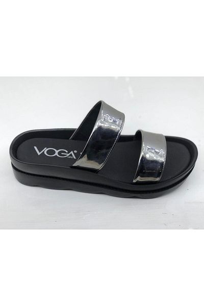 Voga 1761 Platinum Patent Leather Comfort Casual Slippers