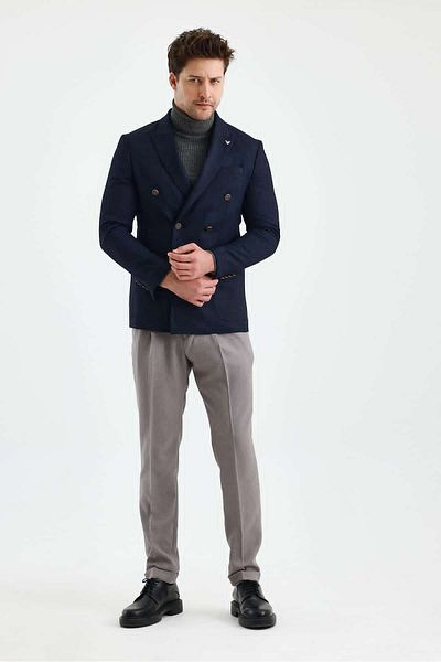 Savira Мъжко яке Slimfit с двойни закопчавания, моно яка, спадаща 6-слойна тъкан, нов сезон