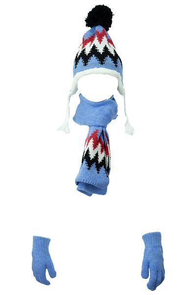 Ottoland Set complet de mănuși de eșarfă cu pompon gros de iarnă pentru copii