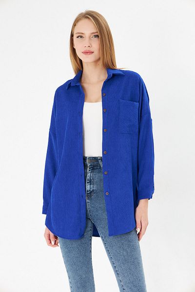 armonika Női Saks Pocket Oversize vékony kordbársony ing ARM-24K 001076
