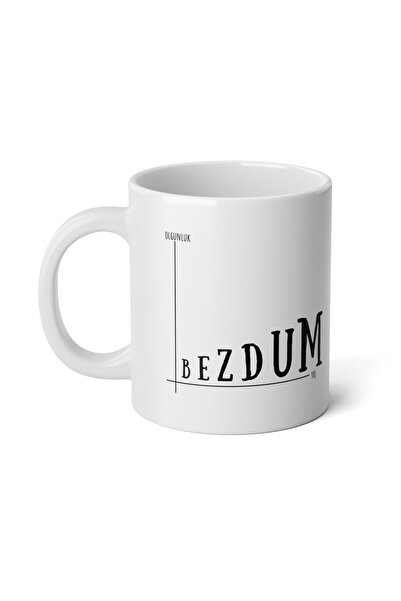 IVART Bezdum Eğrisi Tasarım Baskılı Premium Beyaz Porselen Kupa Bardak-Karade...