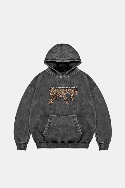 Sekizbiraltı Hanorac negru, lavabil, supradimensionat, unisex, imprimat Dominate And Project