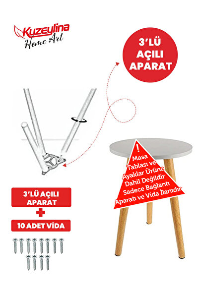 Kuzeylina Zigon Sehpa Çay Sehpası Ahşap Ayak Bağlantı Aparatı Plastik 3'lü Ye...