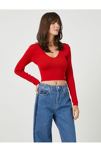 Koton Women's Clothing Soft Textured Sweater 3sak90002ht Red Red