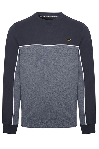 Threadbare Men Crew Neck Two Tone Long Sleeve Sweatshirt, Navy Combo