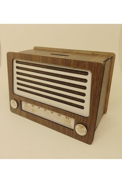 Penguen Wooden Gift Brown Radio Piggy Bank