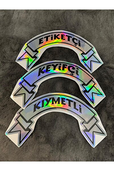 OTOMOR AKSESUAR Hologram Etiket Kurdele Etiketçi Keyifçi Kıymetli 3'lü 26x14c...